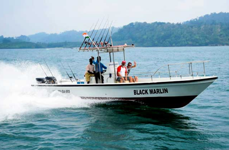 Game fishing in Andaman Black Merlin boat