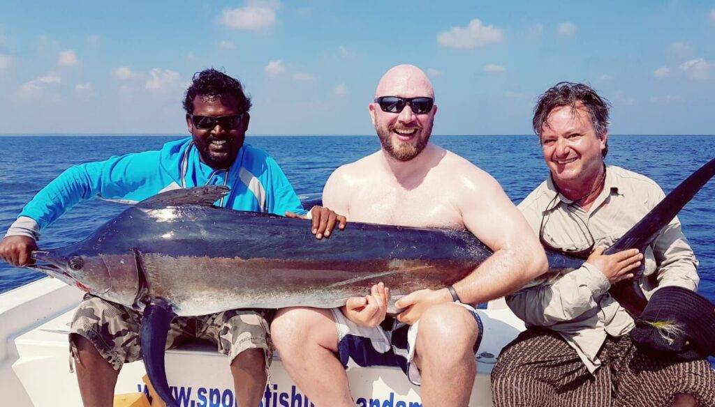 Close-up of a thrilling catch during sports fishing in Andaman